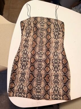 Fashion Nova Brown & Black Snakeskin Slip Dress